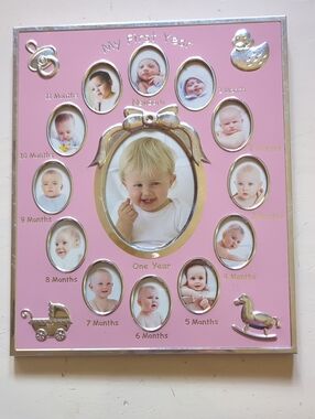 My First Year Pink Baby Photo Frame